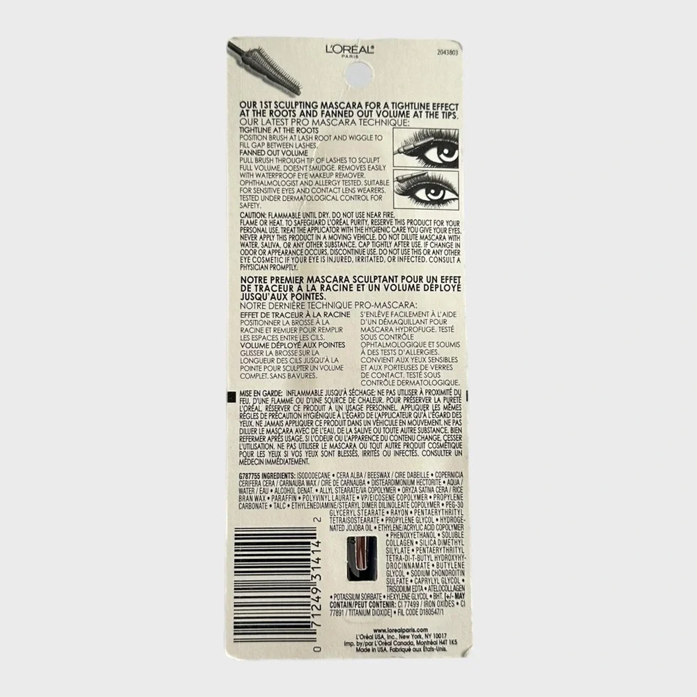 L'Oreal Paris Voluminous Butterfly Sculpt Waterproof Mascara 876 Blackest Black